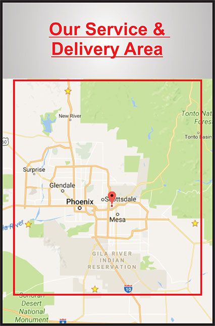 Area Disposal delivery area map — dumpster rental service in Phoenix, AZ